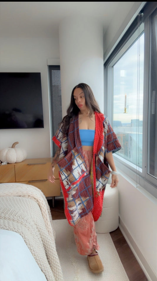 Hemmed Kantha Kimono