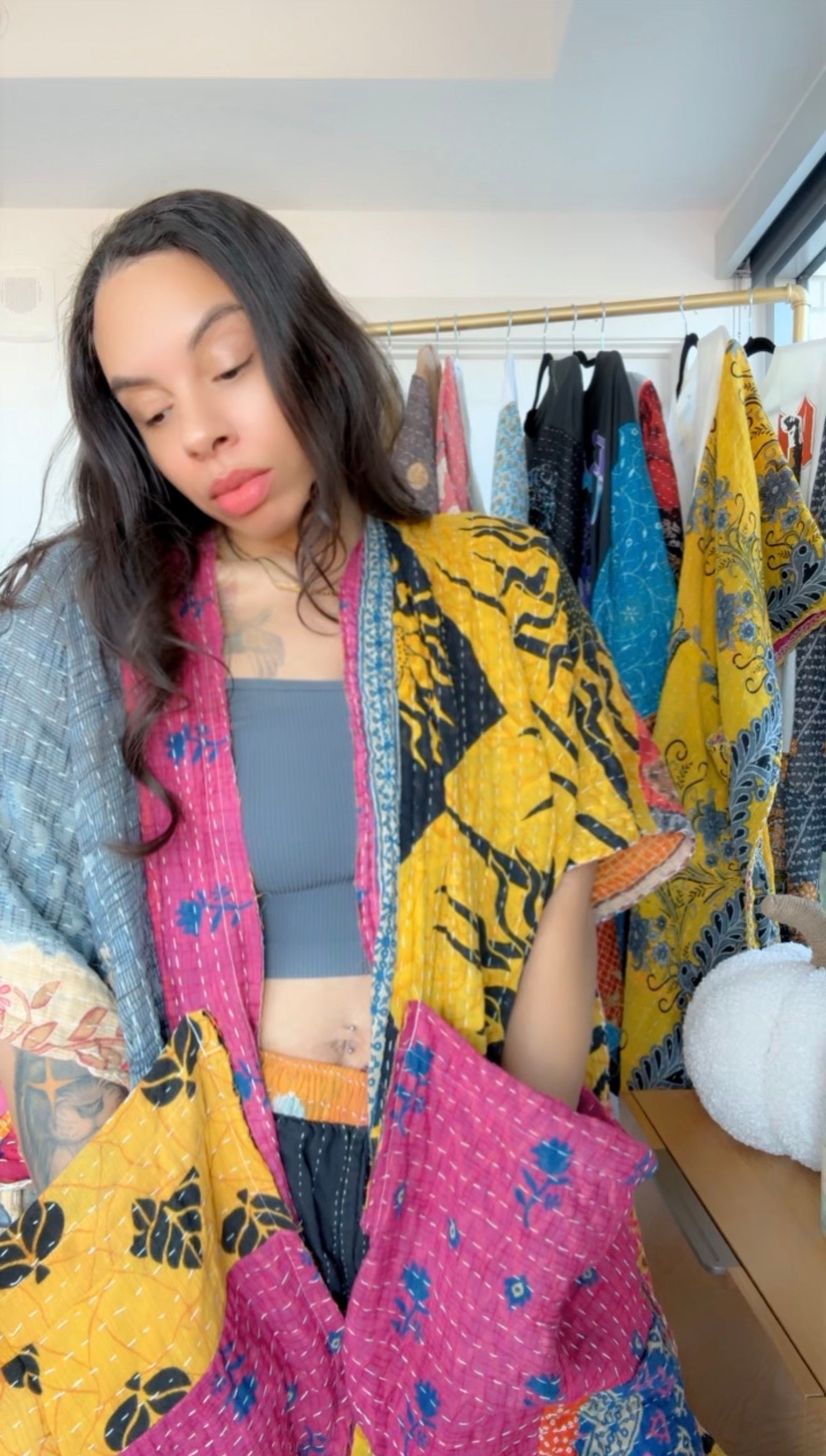 Raw Hem Kantha Kimono