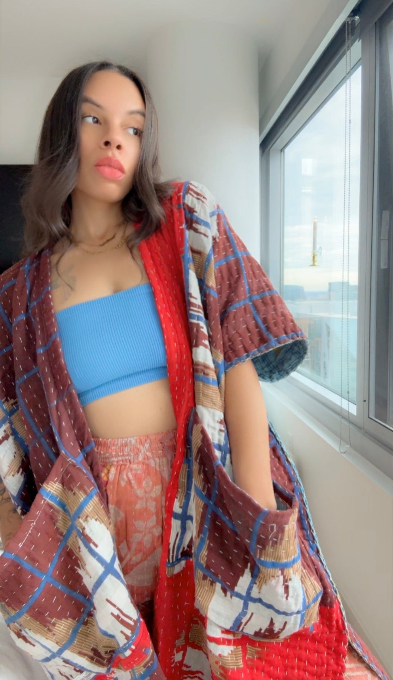 Hemmed Kantha Kimono