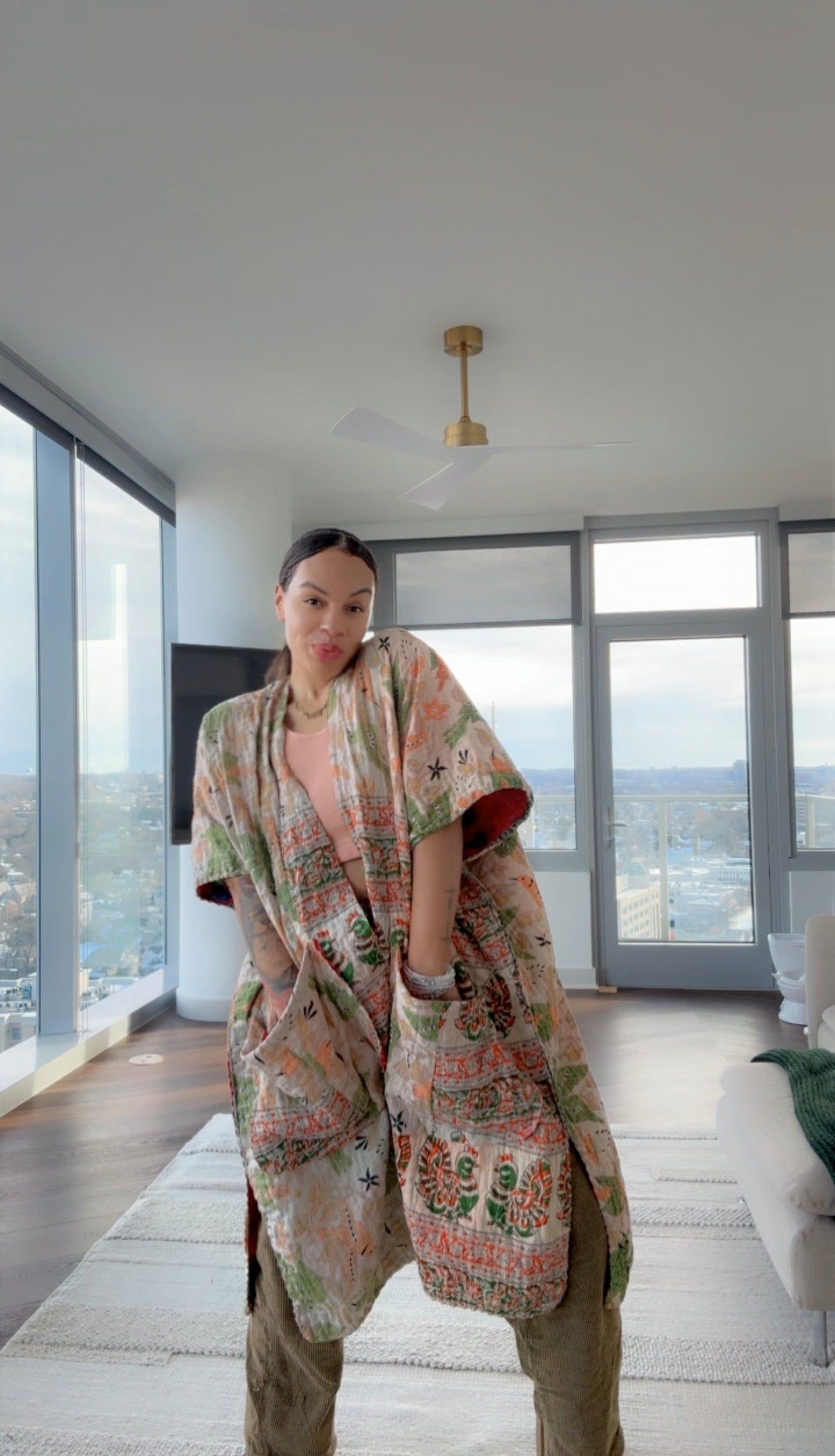 Raw Hem Kantha Kimono
