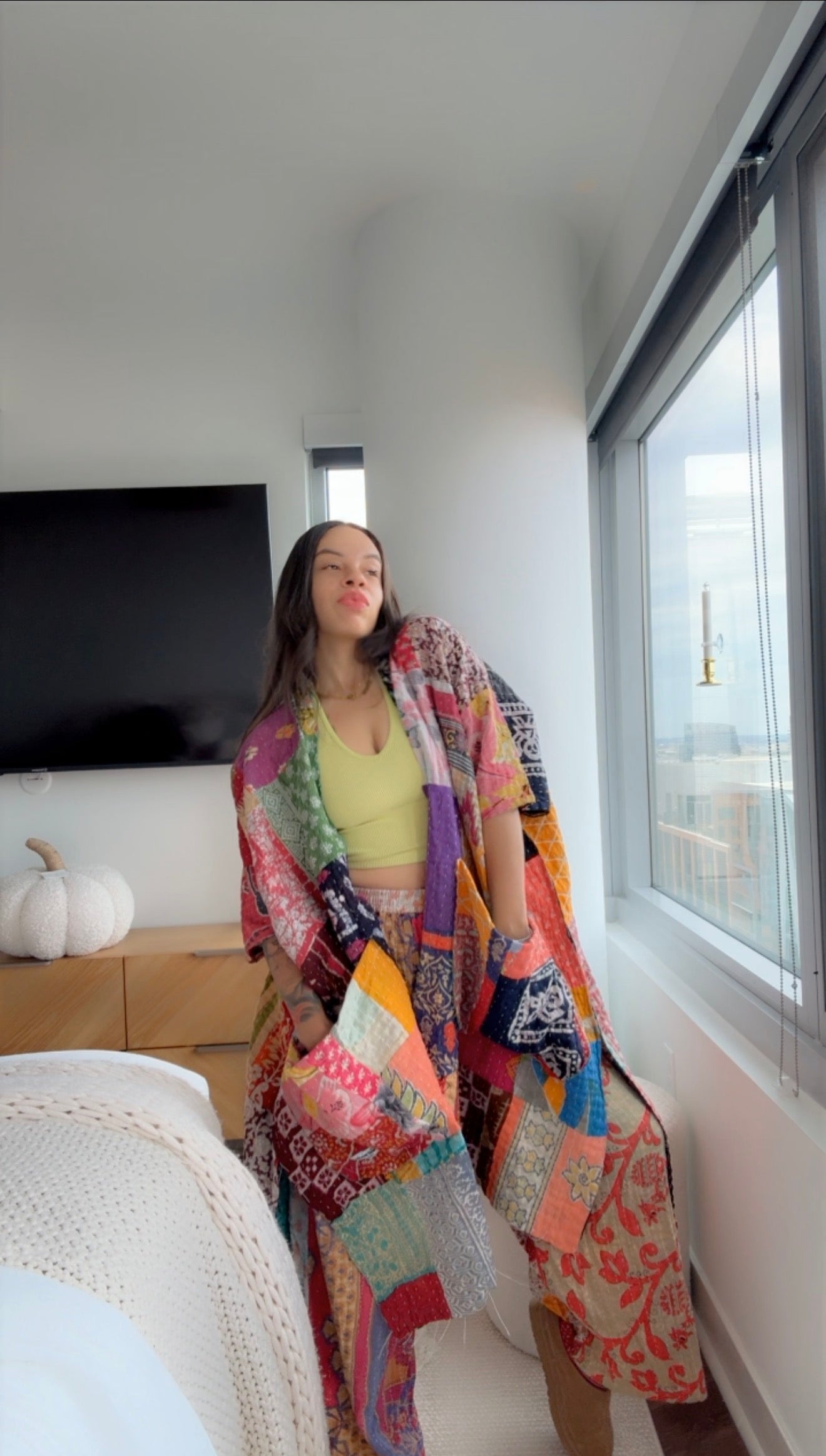Raw Hem Patchwork Kantha Kimono