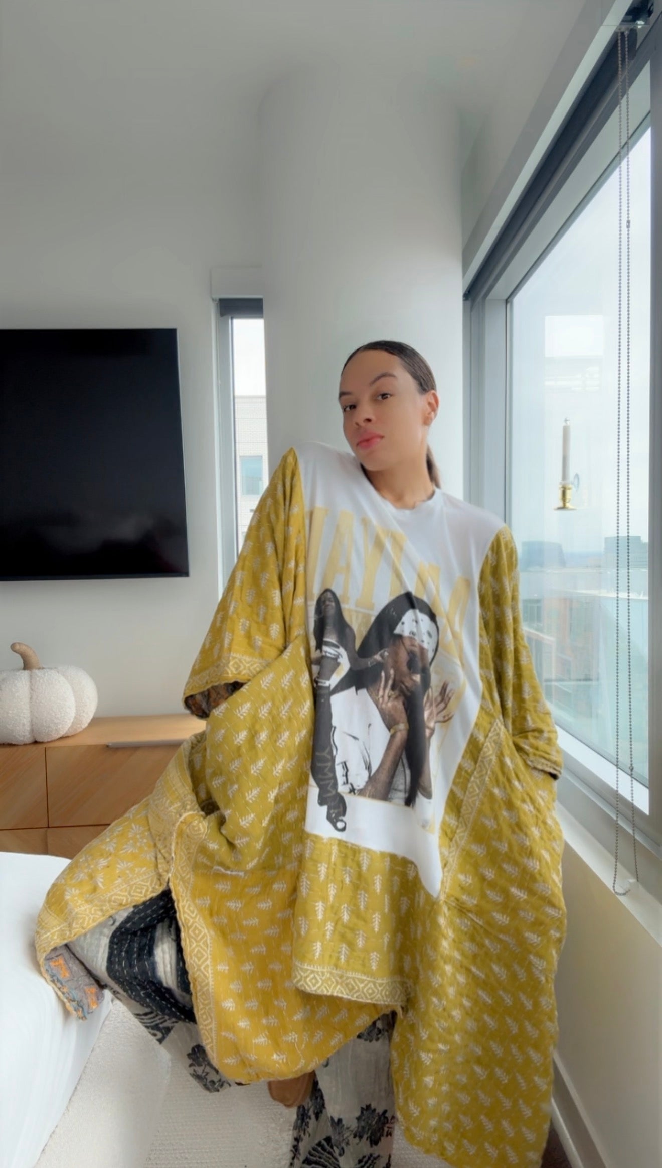 ** Aaliyah Baby Girl Original Kantha Band Tee Muu