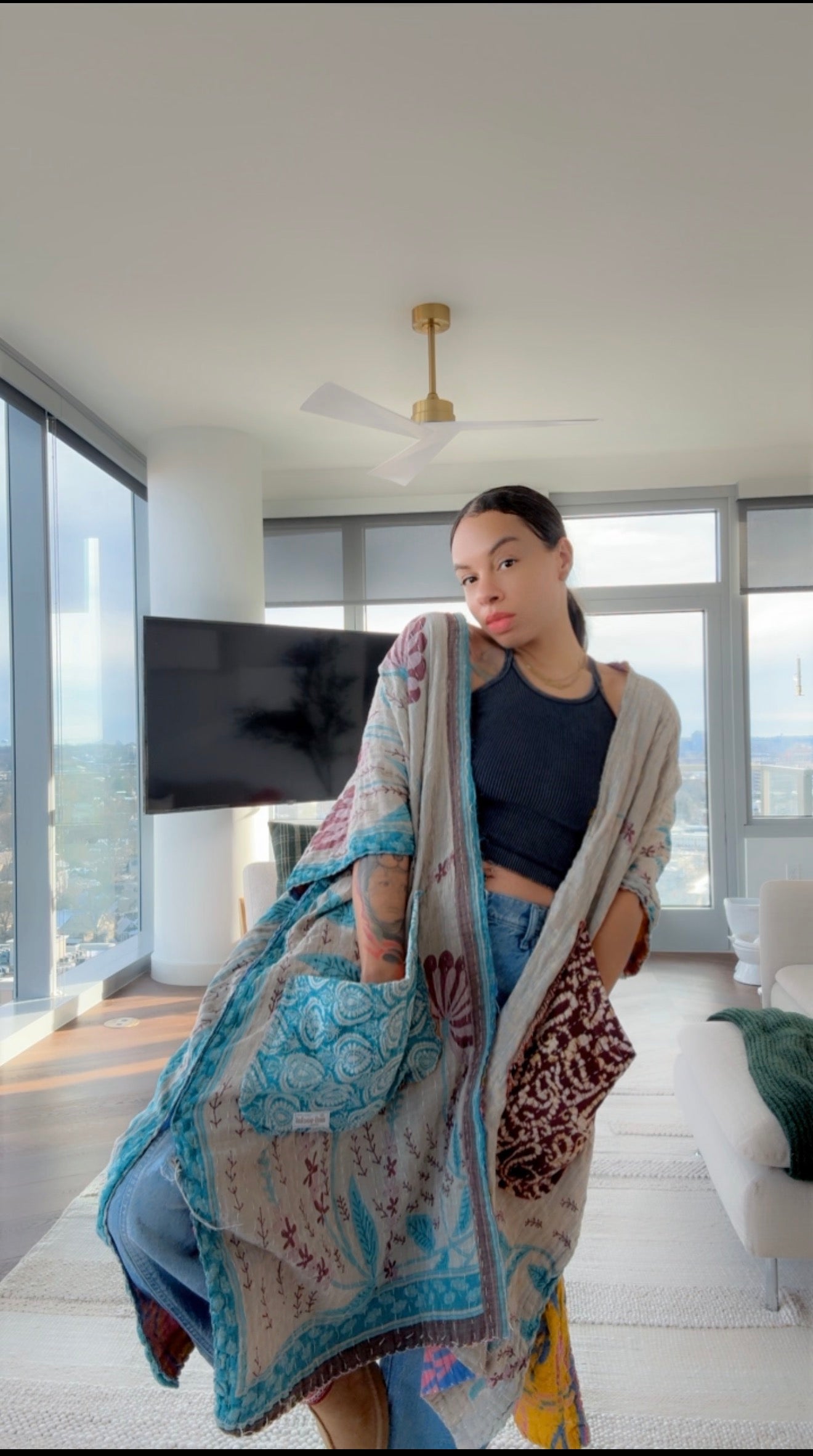 Raw Hem Kantha Kimono