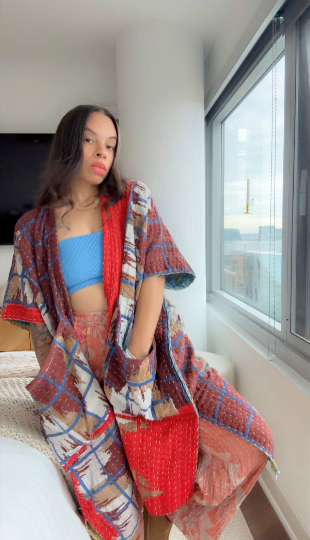 Hemmed Kantha Kimono