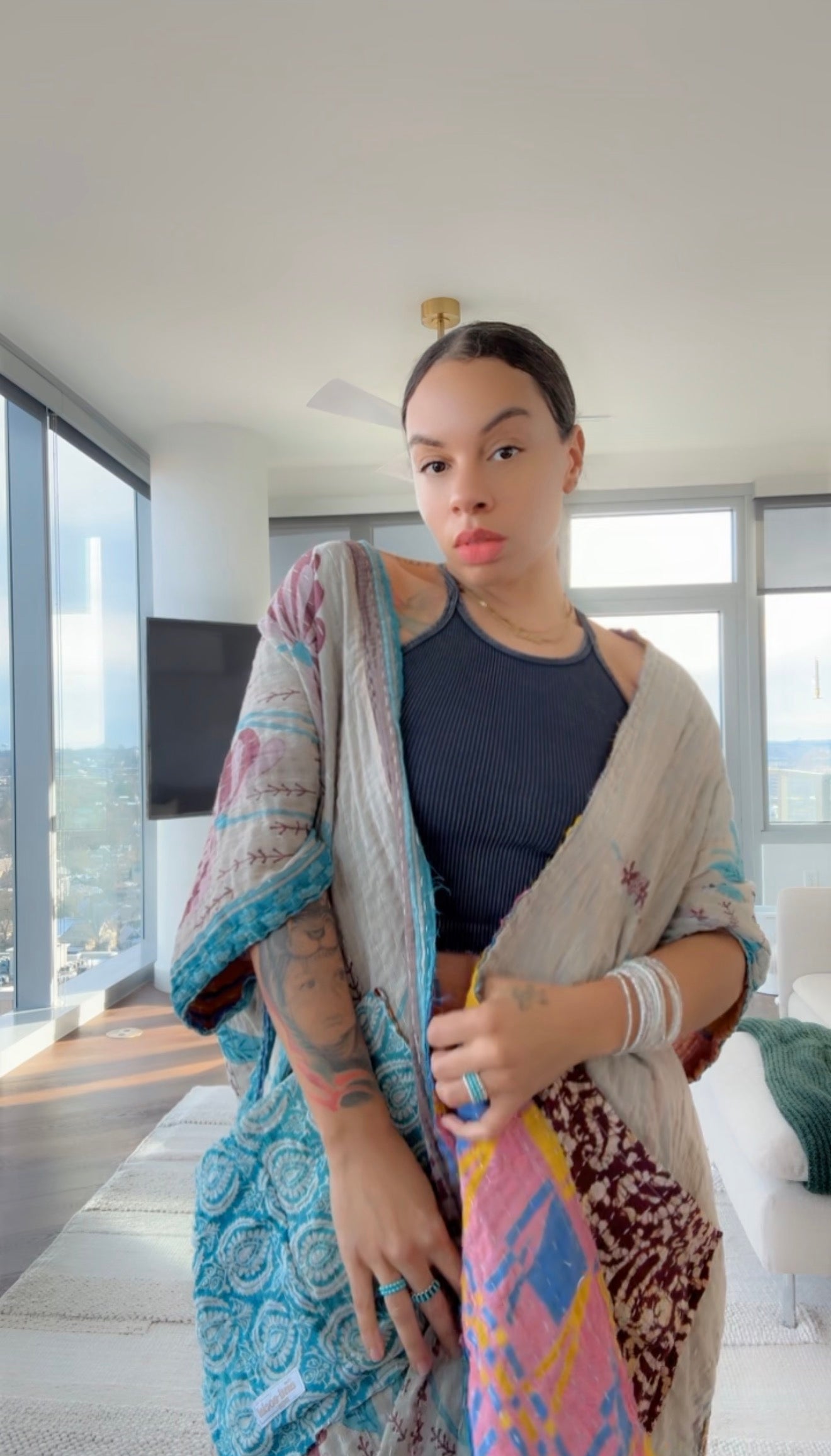 Raw Hem Kantha Kimono