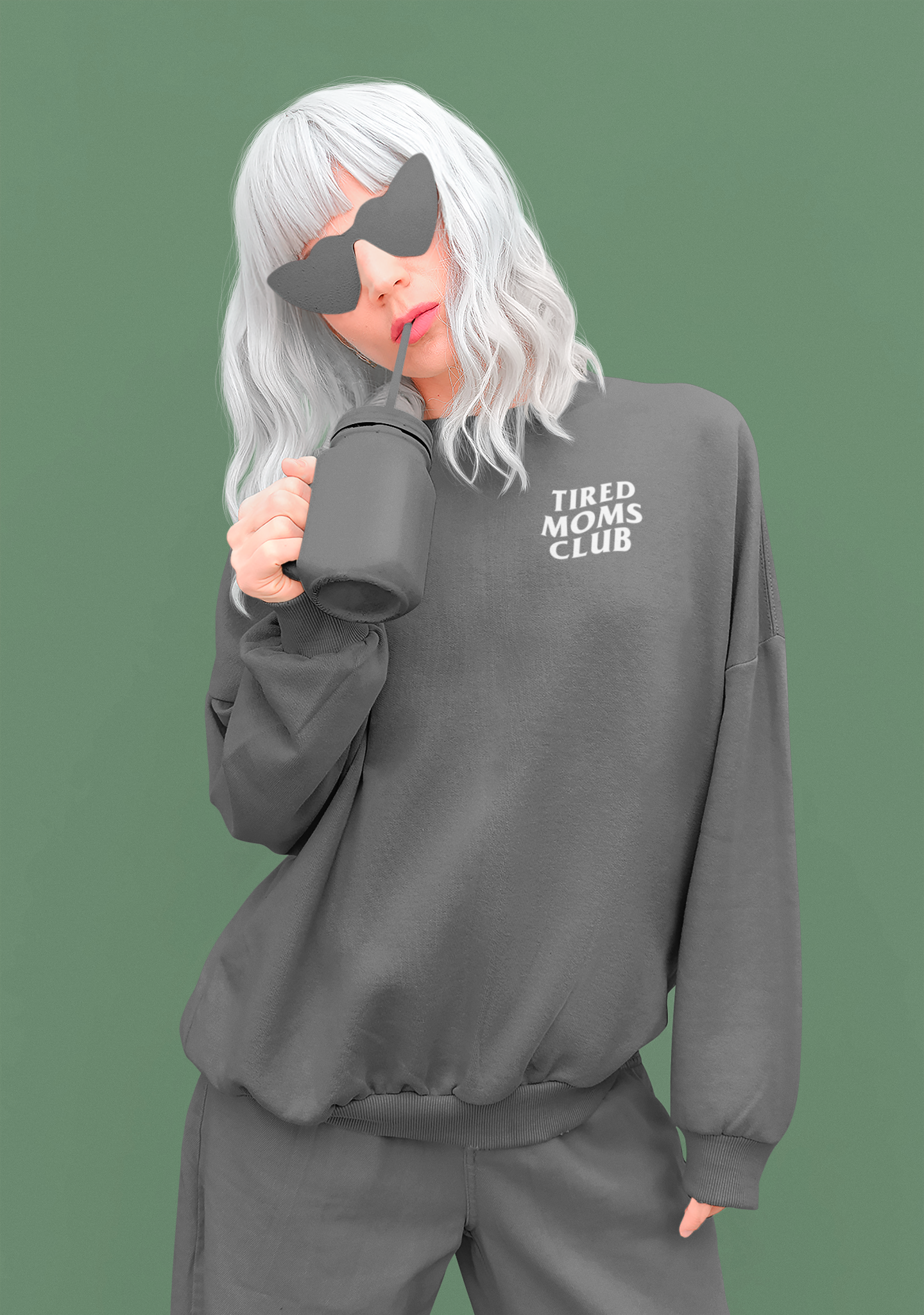 Tired Moms Club Crewneck Sweatshirt (pepper)