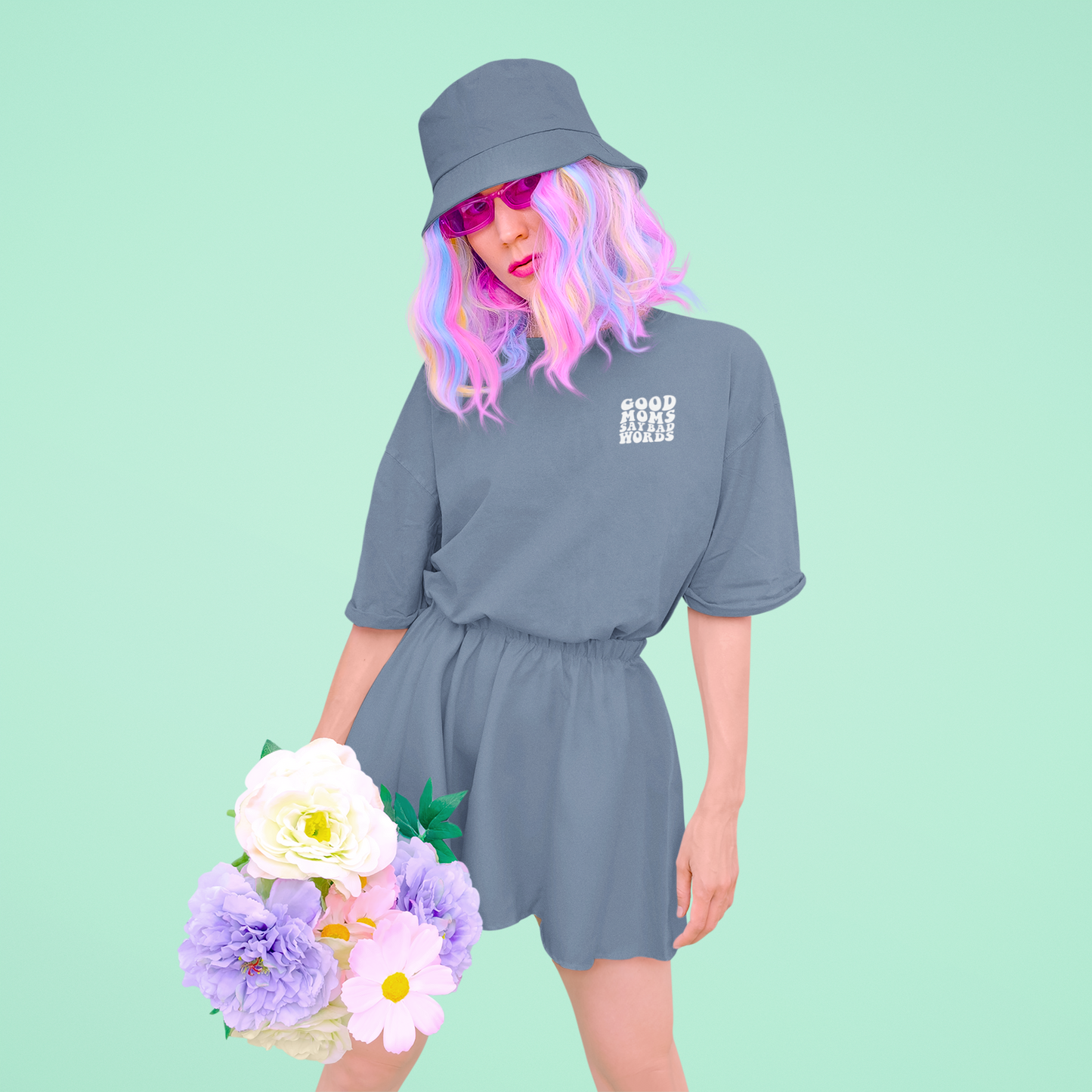 Good Moms Say Bad Words Tee (denim)
