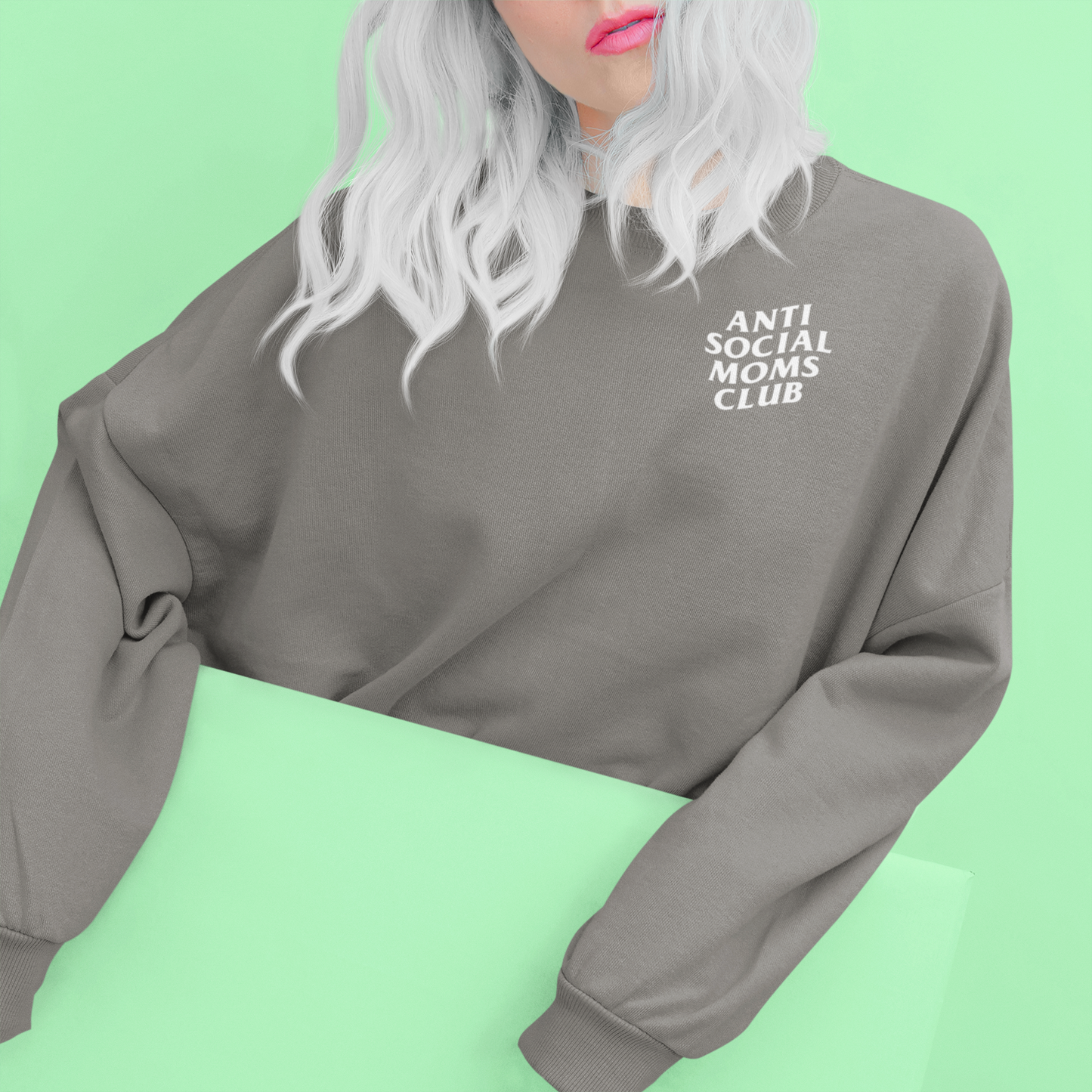 Anti-Social Moms Club Crewneck Sweatshirt (Light Grey)