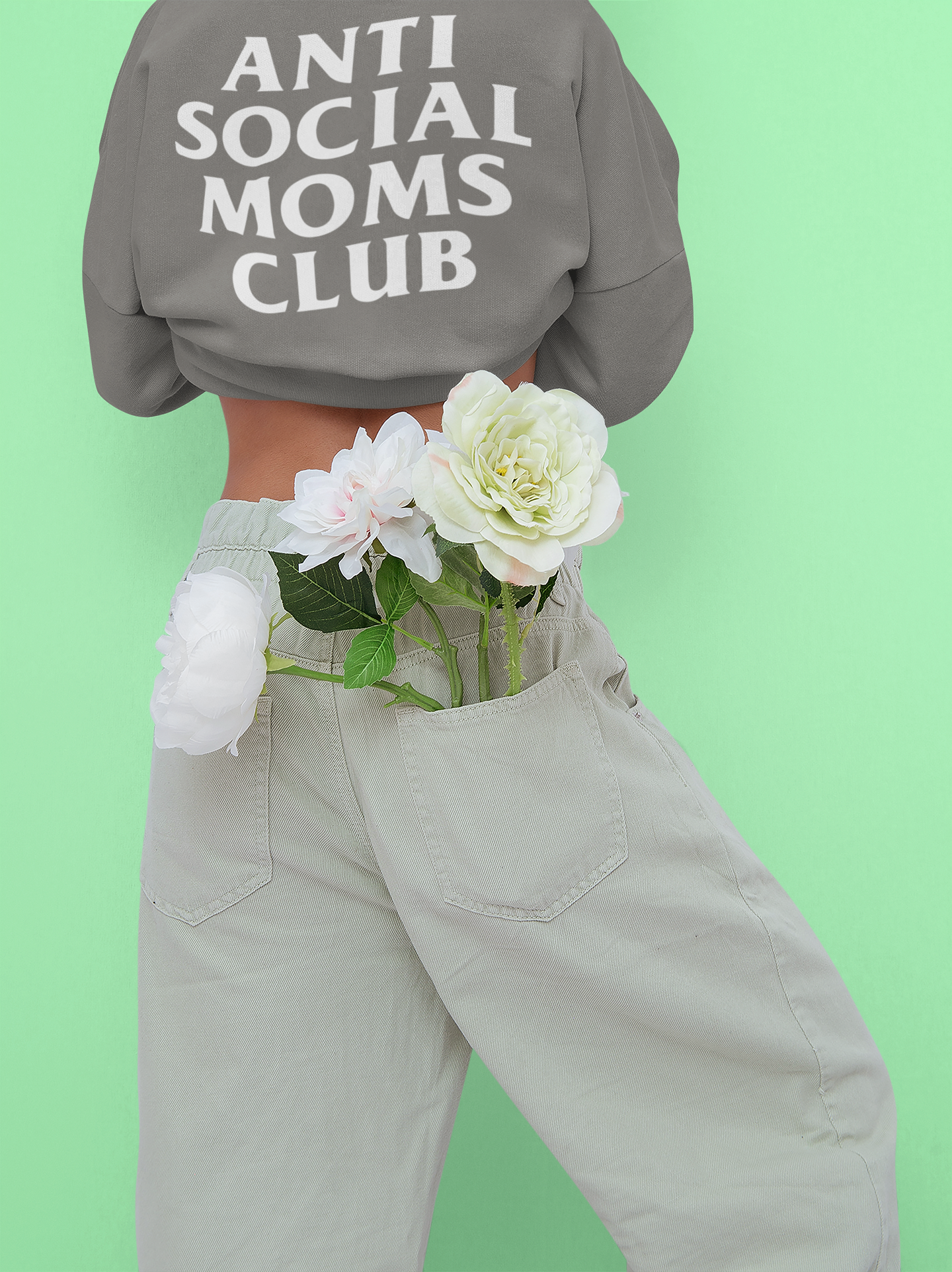 Anti-Social Moms Club Crewneck Sweatshirt (Light Grey)