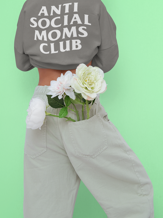 Anti-Social Moms Club Crewneck Sweatshirt (Light Grey)