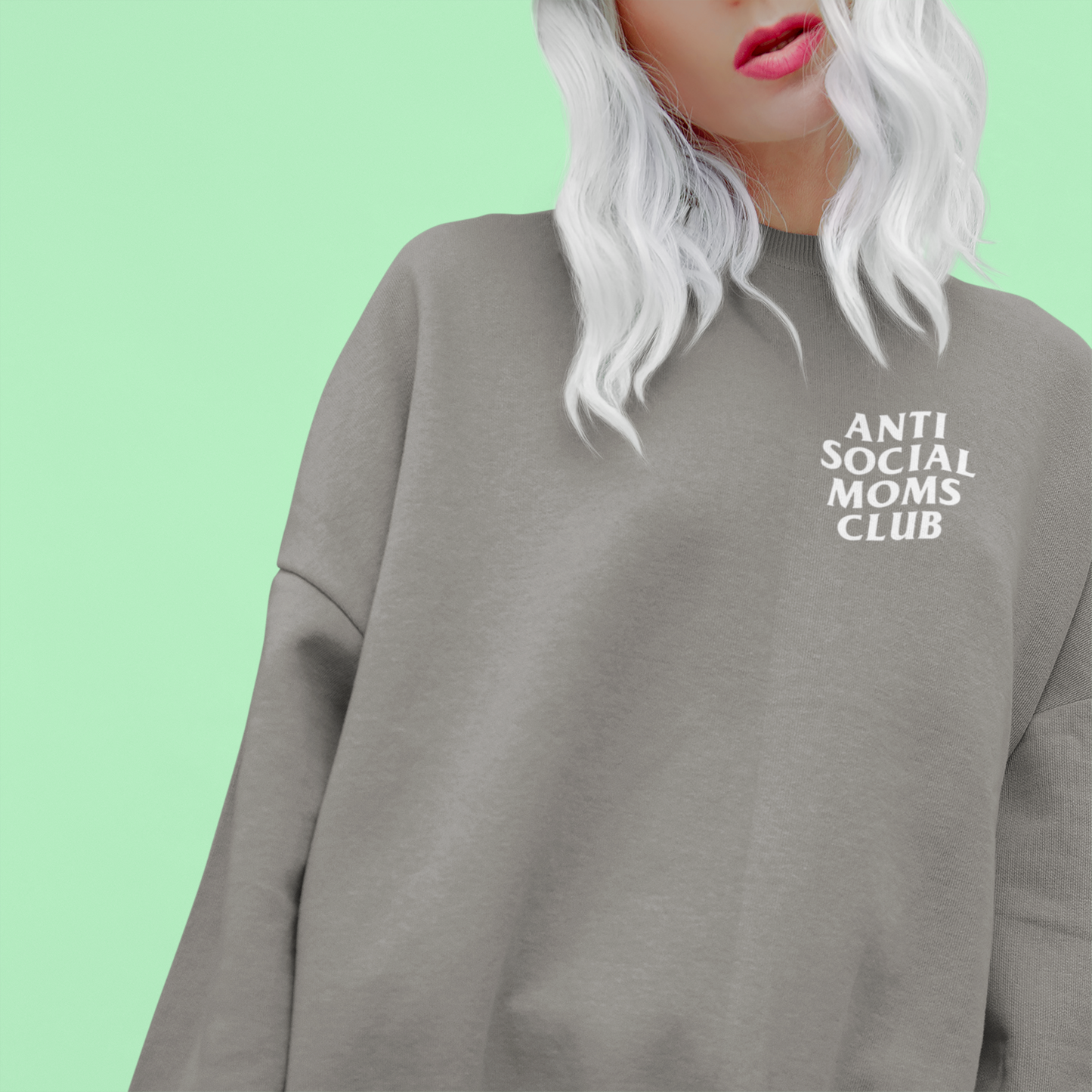 Anti-Social Moms Club Crewneck Sweatshirt (Light Grey)