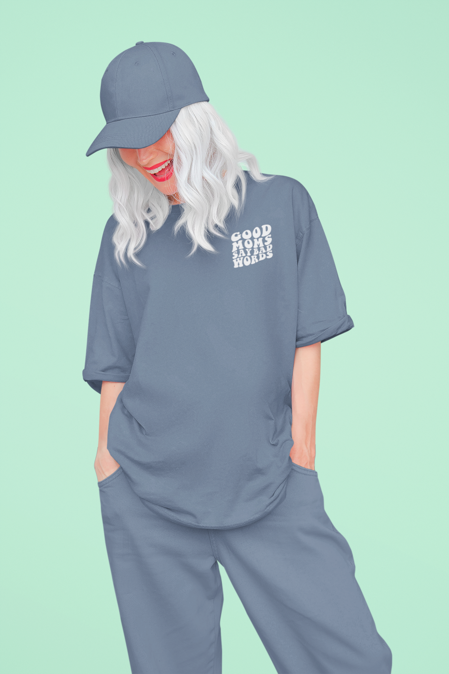 Good Moms Say Bad Words Tee (denim)